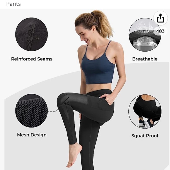 Women's Yoga Leggings with Side Pockets & Tummy Control- Medium - Picture 2 of 7